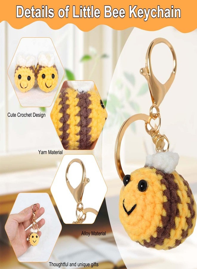 Tizee 2 Pcs Handmade Crochet Bees Keychain - Bag Charms Key Rings, Gifts for Women Girls,Handbag Backpack Purse Accessories - Image 3